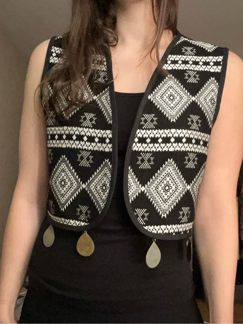 Black and White Geometric Pattern Vest